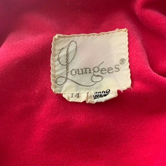 Vintage 80s Velour Full Length Housecoat Robe M Pink Zip Front Ribbon Trim - Picture 6 of 6